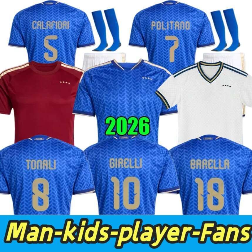 25 26 ItalyS national football team Soccer Jerseys RETEGUI BARELLA FRATTESI PELLEGRINI 2025 2026 Italia Women's Shirts GIRELLI Player Version Men Kids kits