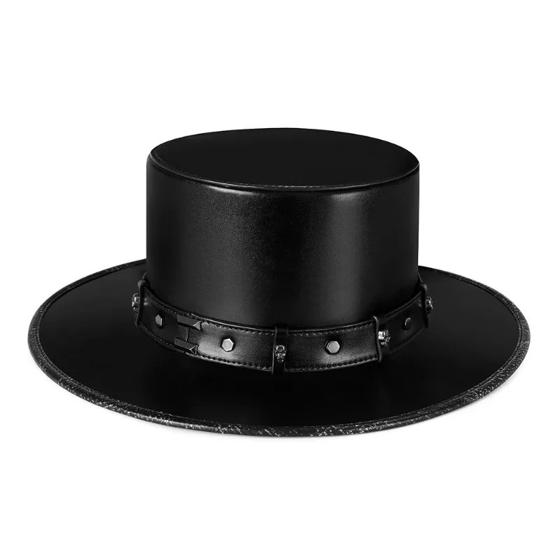 Vintage steampunk mens hat with top hat steampunk leather bowler hat halloween top hat gothic rave nightclub 250407