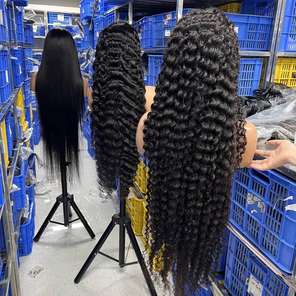 Raw Indian Hair Transparent Lace Front Human Hair Wigs Cuticle Aligned Deep Wave Full HD Lace Frontal Wigs for Black Women