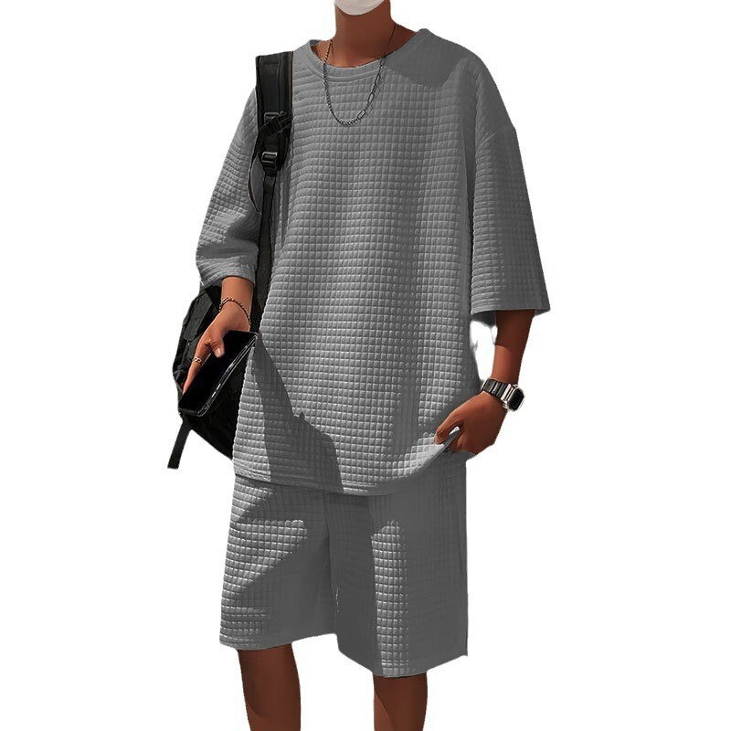 2025 Small Square Sports and Leisure Men's Summer Oversize Loose Short sleeved Shorts Set