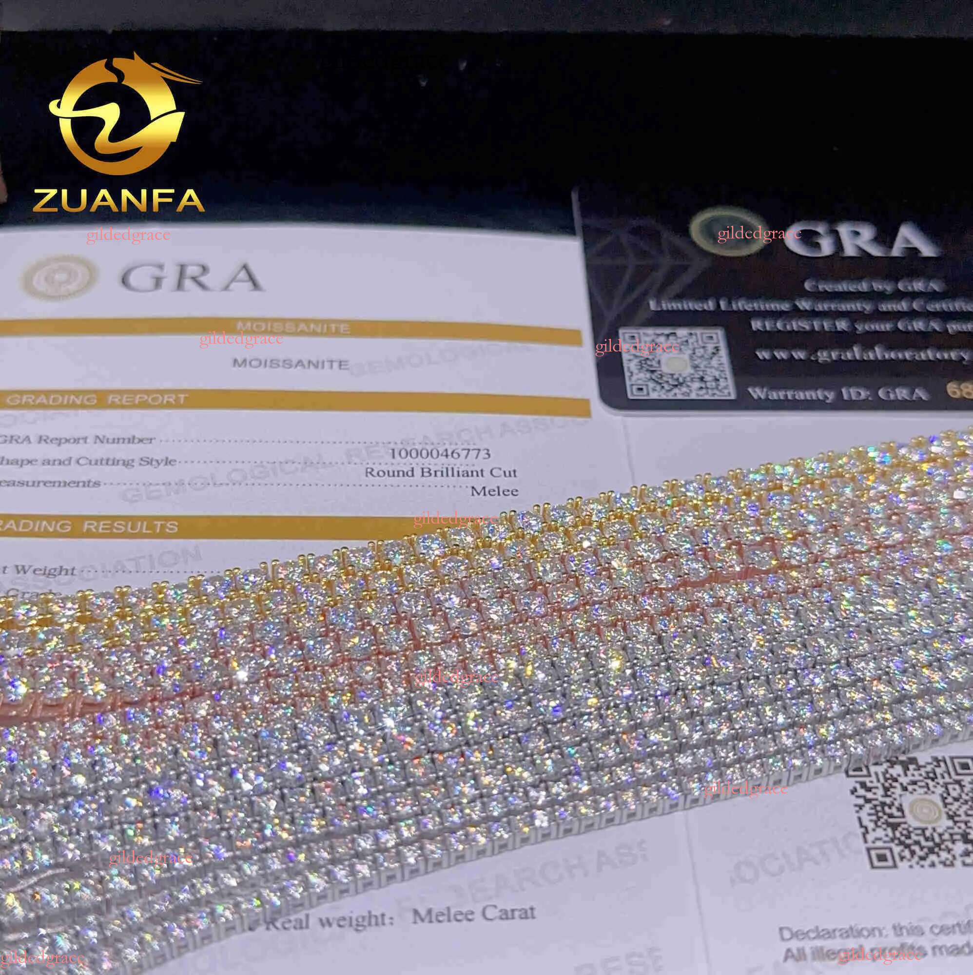 2mm 3mm 4mm 5mm Hip Hop Necklace Sier vvs moissanite tennis chain women mens Fashionable man necklace Hip hop pass dia tester Chain