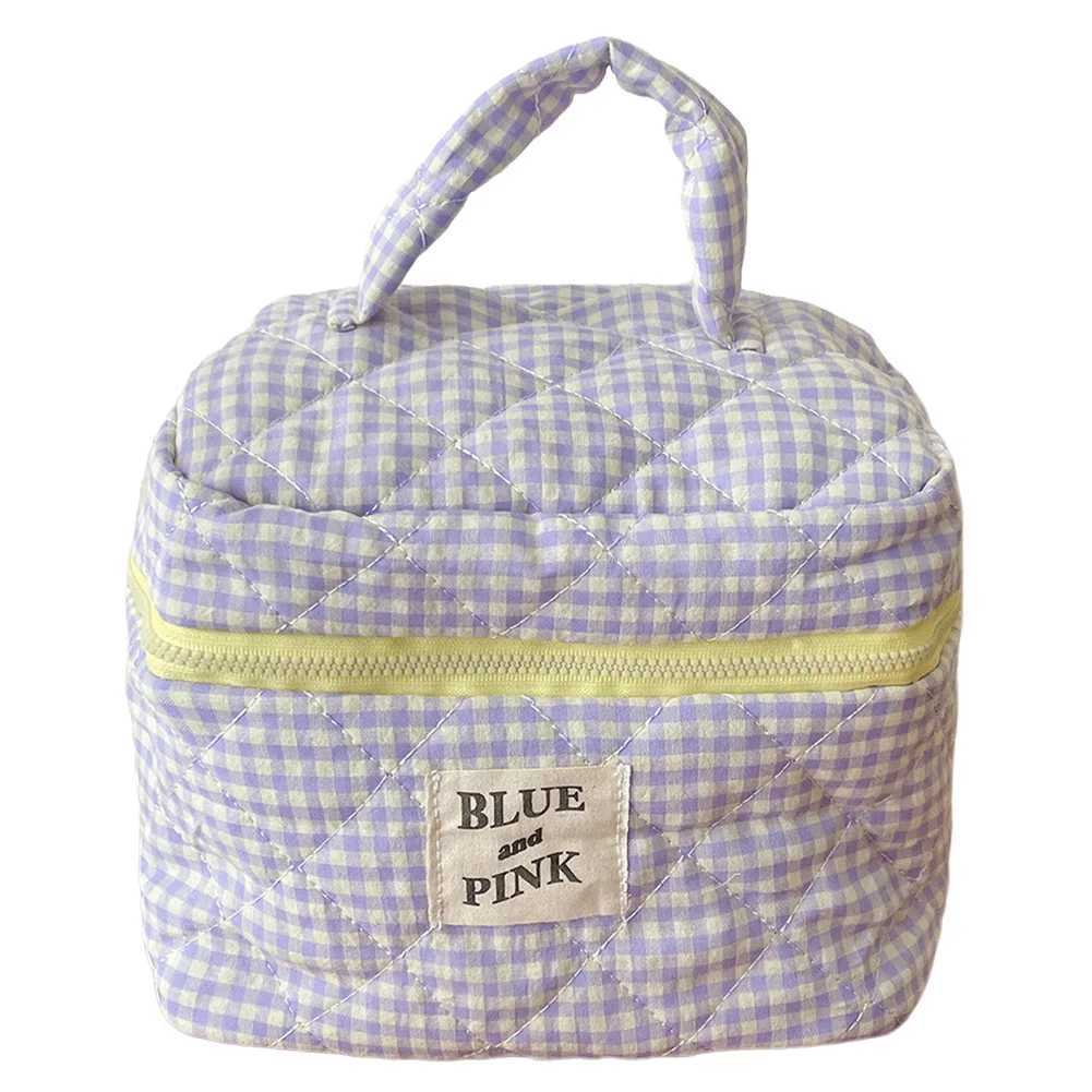 Womens plain weave makeup bag Fi sweet cotton Cluh handbag soft fabric organizer bag cute travel toilet bag practical bagXJ250415