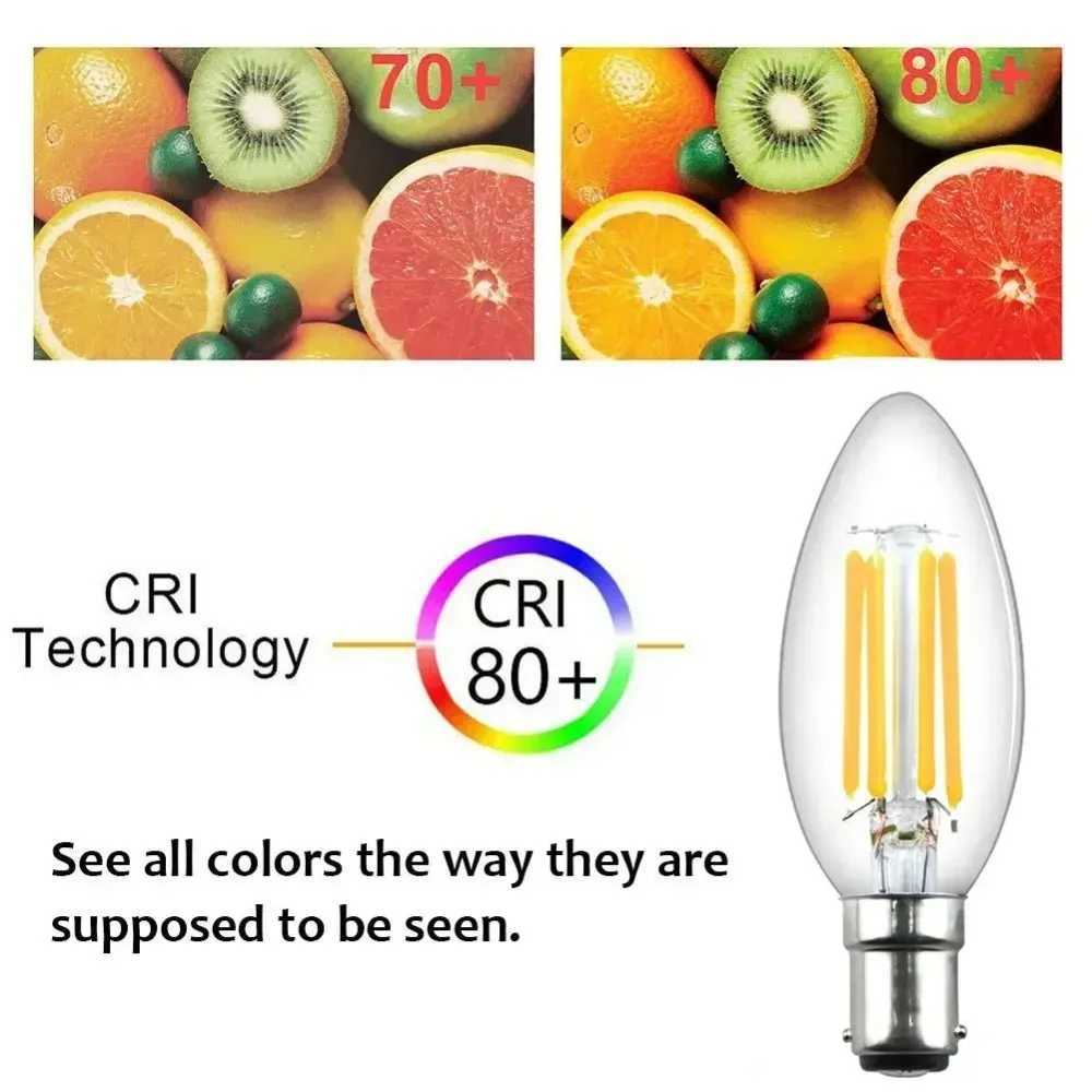 Melery LED Candle Filament Light Bulb B15 SBC Bayonet 4W Ba15d Warm White 2700K 40W Replacement Home Office Decorative Dimmable C251115