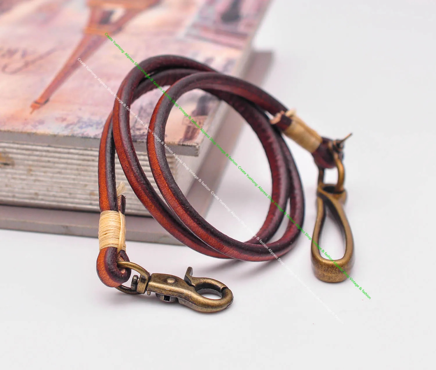 30 Retro Brown Handmade Long Punk Biker Motocycle Trucker 7*5mm Thick Plain Leather Keychain Jean Wallet Chain With Brass Hook 250414