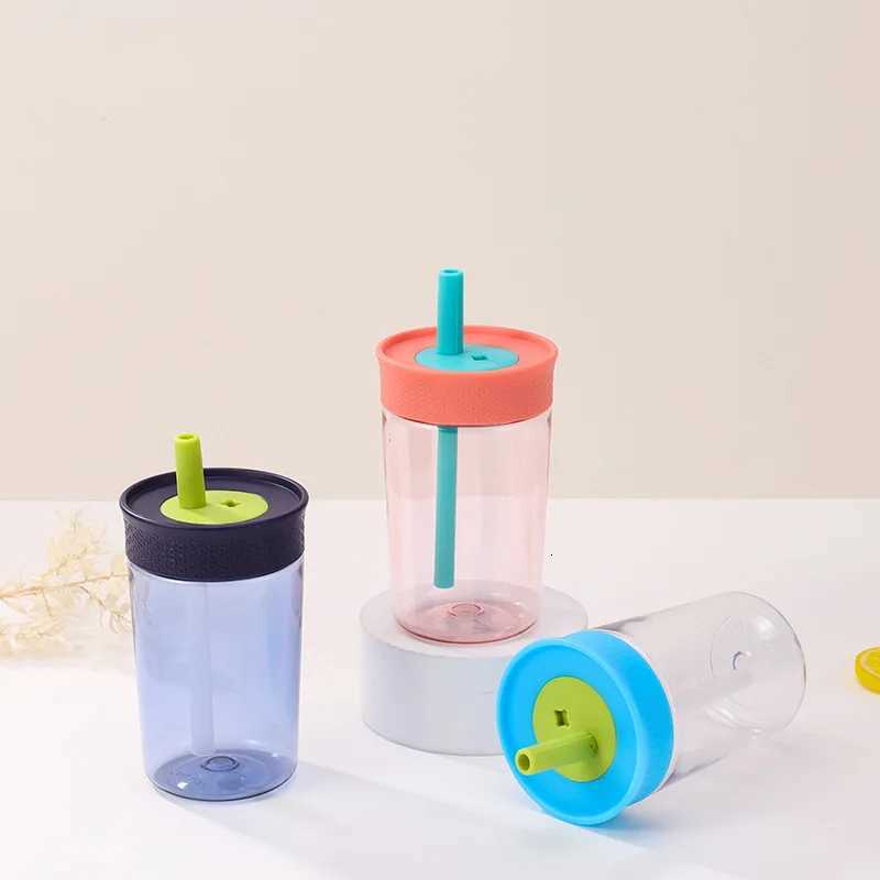 450ML Kawaii Plastic Water Bottle with Lid and Straw for Juice Water and Iced Coffee Cups Mug Drinkware BPA FreeW251114