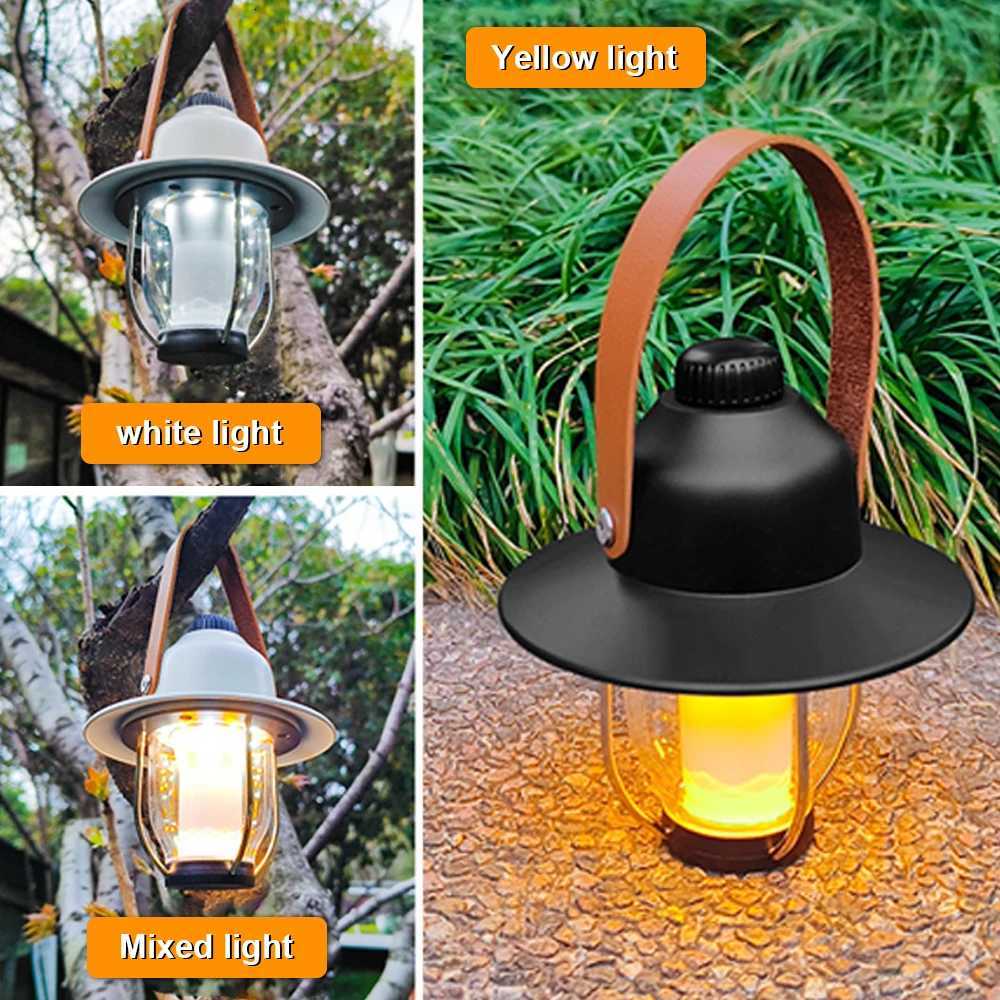Camping Tent Light Portable LED Campsite Lantern Waterproof Night Lamp Support 3 Color and Stepless Dimming for Tent Hiking M251115