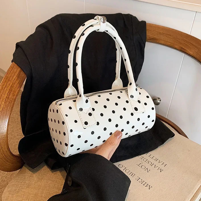 PU leather polka dot womens handbag casual cross bag pillow Boston handbag 250410