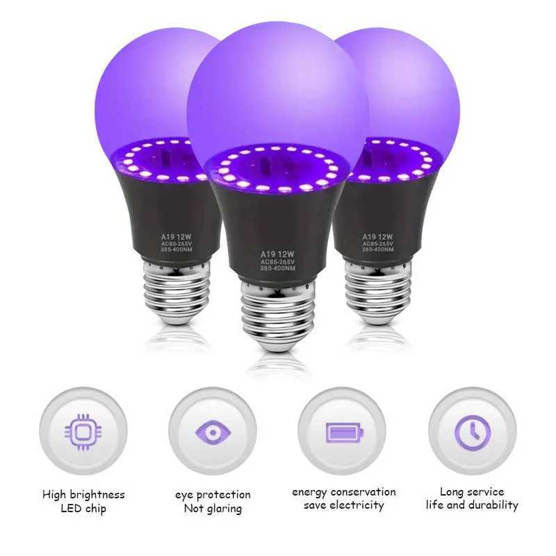 12W UV LED Bulb AC85-265V Purple Transparent Stage Bar Light Holiday Halloween Atmosphere Decor for Background/Party C251115