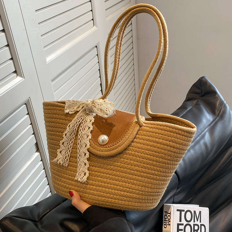 Handmade Beach Bag New Straw Bag, Woven Vacation Backpack, Fashionable And Versatile, Single Shoulder Large Capacity Tote Travel Beach Bucket Bag Kq2