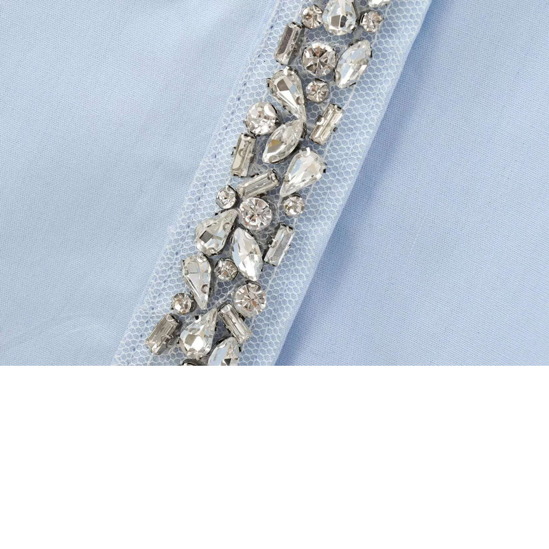 DEEABAE Women's Clothing Offers With Free Shipping Casual Lapel Long Sleeve Jeweled Pop Short Shirt