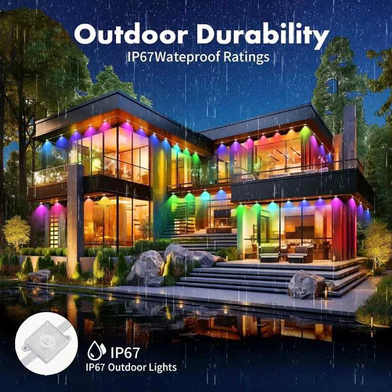 100FT 60 LEDs Permanent Outdoor Lights Smart RGBIC Eaves LED Lights Festival Flashing Lighting Fairy String Holiday Lighting Z251115 - view 4