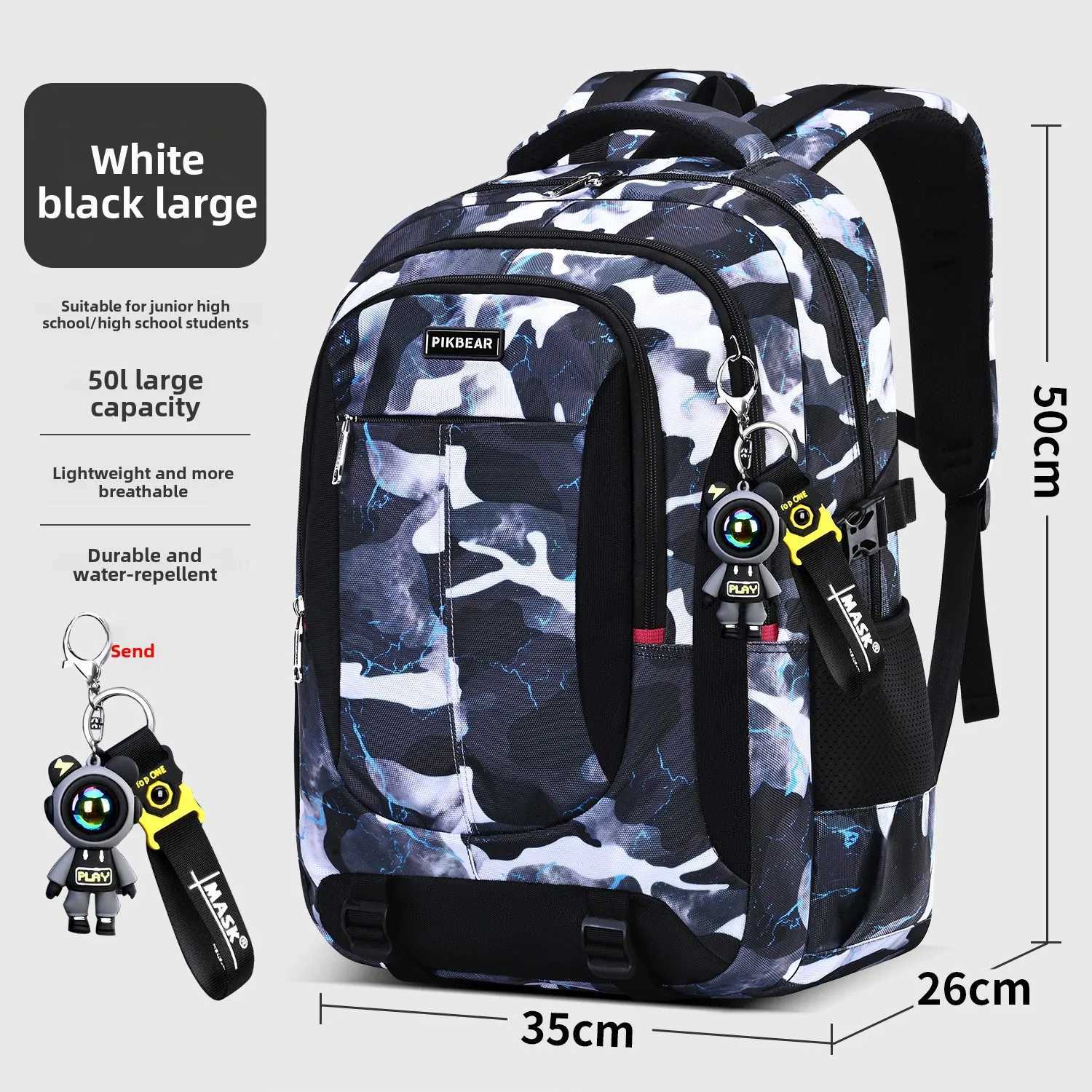 Astronaut pendant Orthopedic Men Laptops Backpack Teenages Camouflage Schoolbag Primary Waterproof Backpacks student School BagsW251114