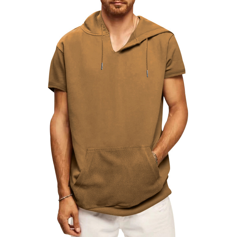 Summer men's sports and leisure sleeveless hooded loose short sleeved vest for men