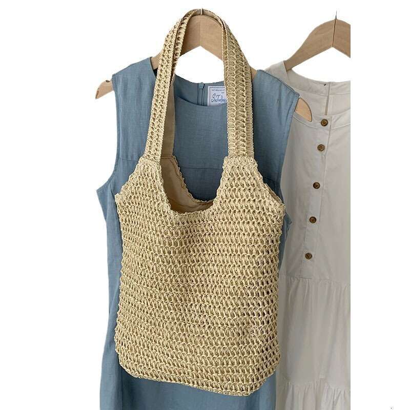 Handmade Beach Bag 2025 Summer Vacation Style Straw Shoulder New Tote Large Capacity Casual Handheld Woven Bag Kq2