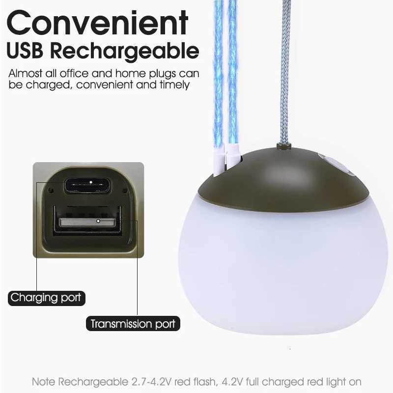 WEST BIKING Portable Camping Light Outdoor Emergency Tent Hanging Lamp IPX5 Waterproof USB Charging Retro LED Atmosphere Light M251115