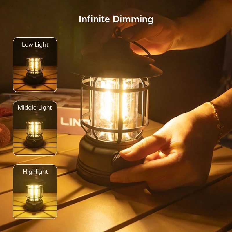 Portable Camping Lantern Outdoor Vintage Candle Handheld Atmosphere Light Tent Lights Tent Vintage Pendant Table Lamp for Outing M251115