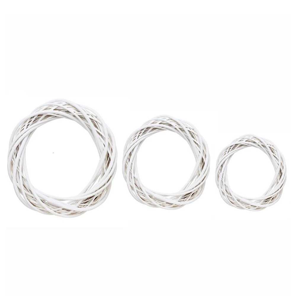 10/15/20/25/30cm White Wicker Wreath Garland Decor Rattan Ring Artificial Flowers Garland Dried Flower Frame Craft AccessoriesM251115