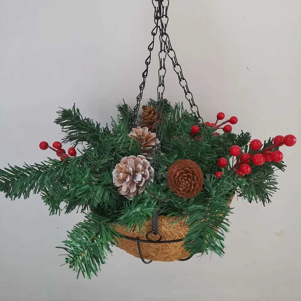 Artificial Hanging Basket Christmas Flower Basket Colorful Flower Arrangement Hassle-Free Maintenance 302515cmM251115