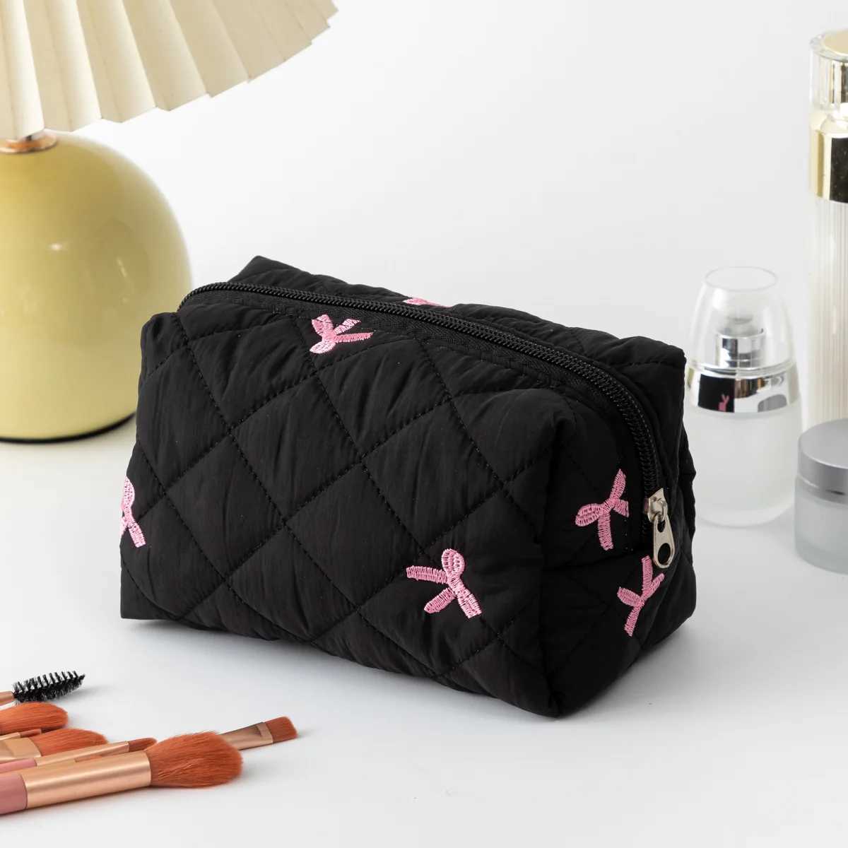 Fi Bow Flower Makeup Bag Large Capacity Portable Makeup Storage Bag Cott Makeup BagXJ250415