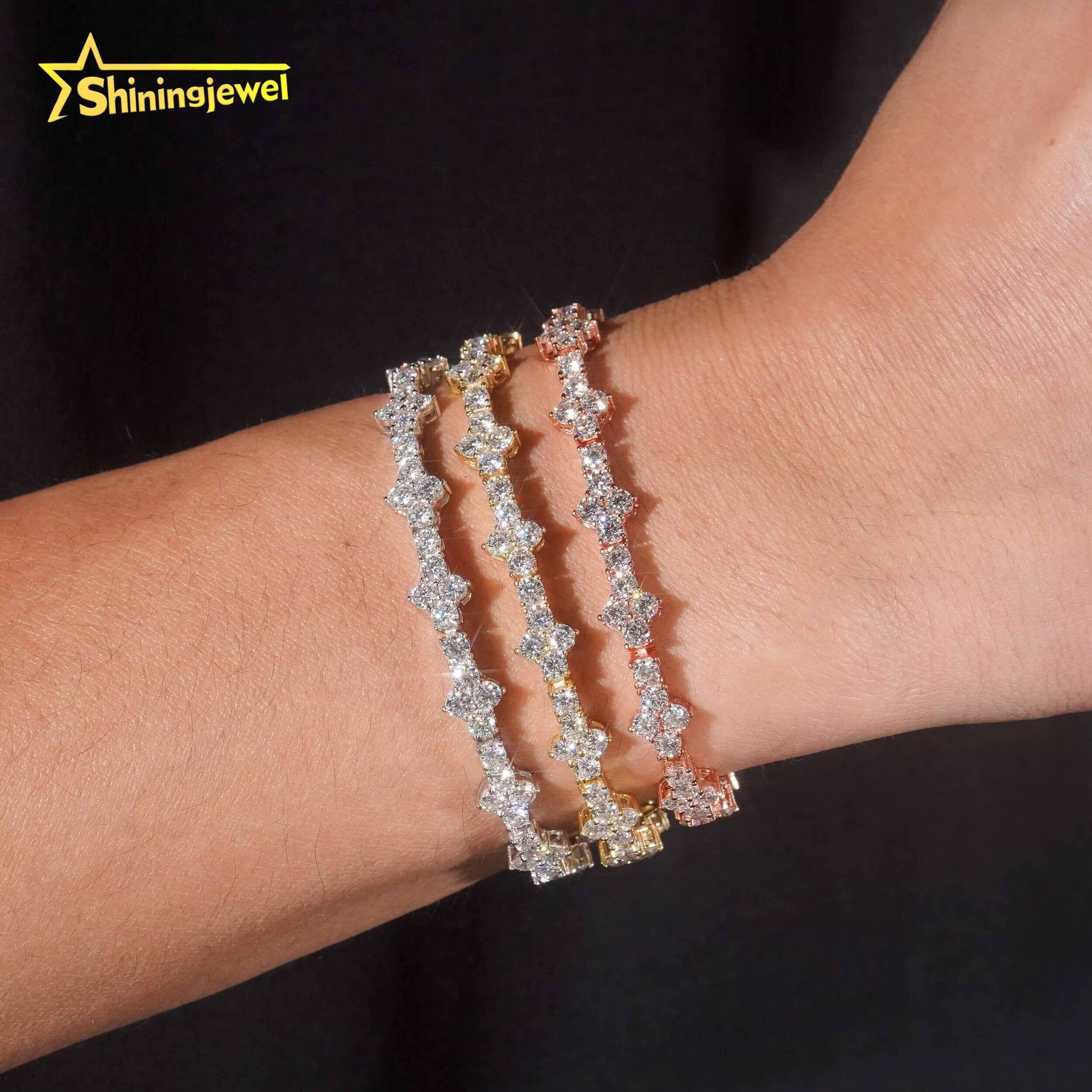 Wholesale Price Fashion Jewelry 925 Sterling Silver 3mm VVS Moissanite Cross Tennis Bracelet