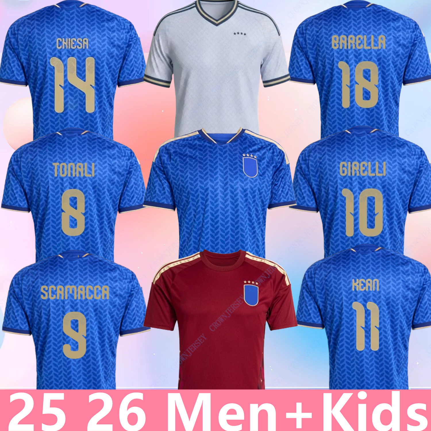 2024 2025 2026 Italy maglia Soccer Jerseys RASPADORI Orsolini Casadei FRATTESI BARELLA Jerseys RETEGUI Tonali Italia Jerseys 24 25 26 27 Football Shirt Men Kids Kit1