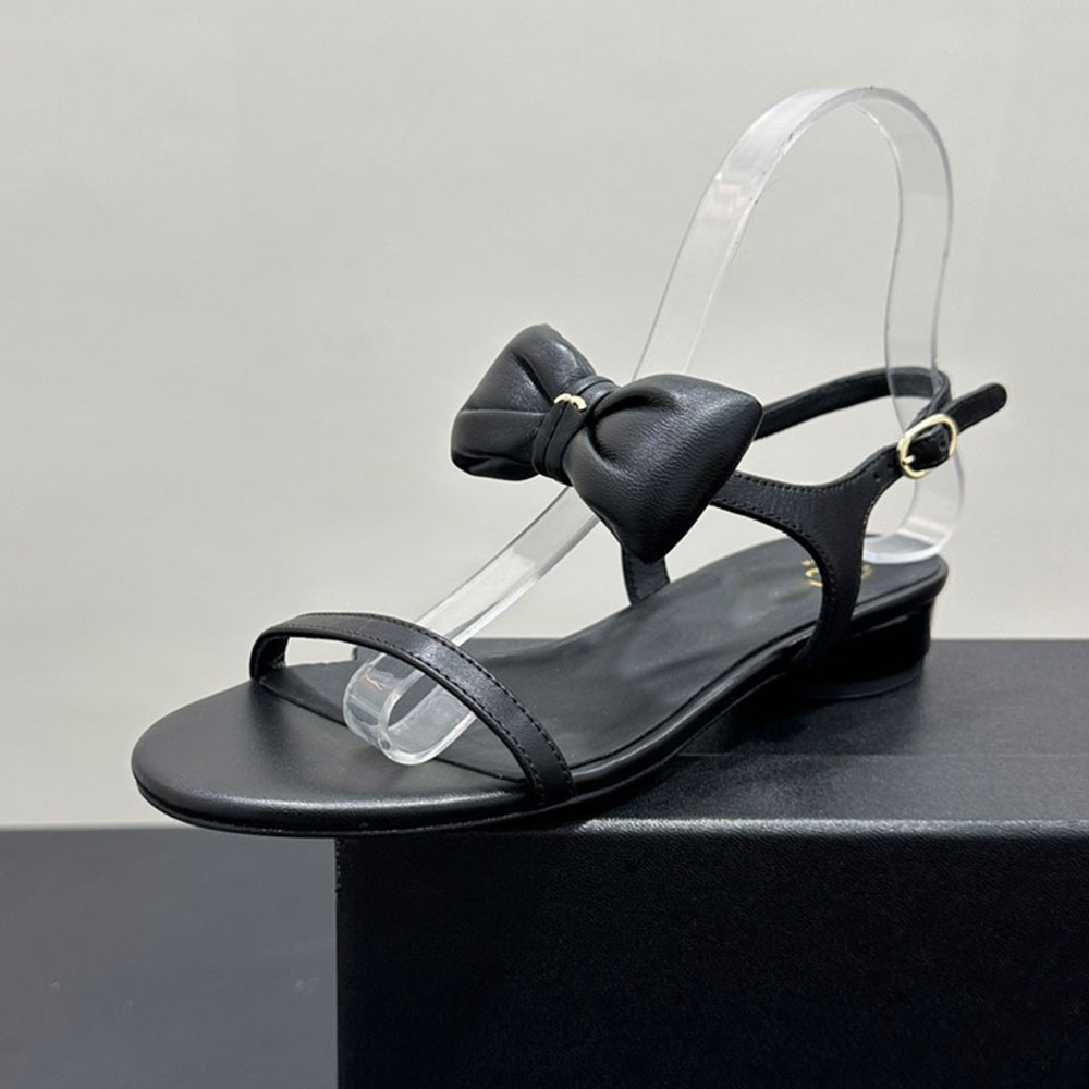 High-Quality Designer Luxury Fashion women Bow Sandals Shoes Heel 2.0cm