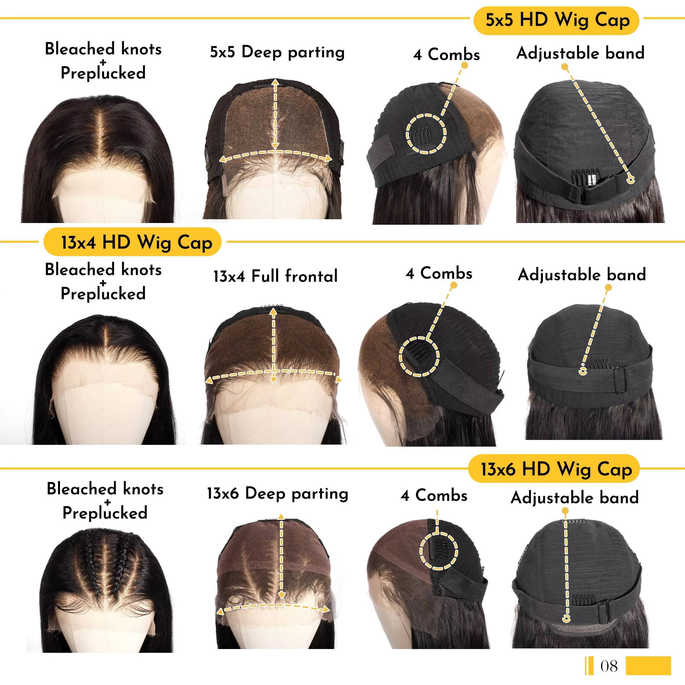 10A Grade Human Hair Wig Virgin Brazilian Hair Wear and Go Glueless Human Hair Wig Straight HD Lace Front Wig for Black Women