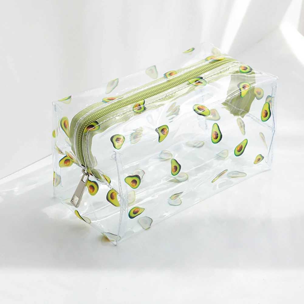 Transparent PVC Cosmetics Organizer Transparent Fruit Avocado Makeup Bag Waterproof Multi functional Womens Pen Storage BoxXJ250415