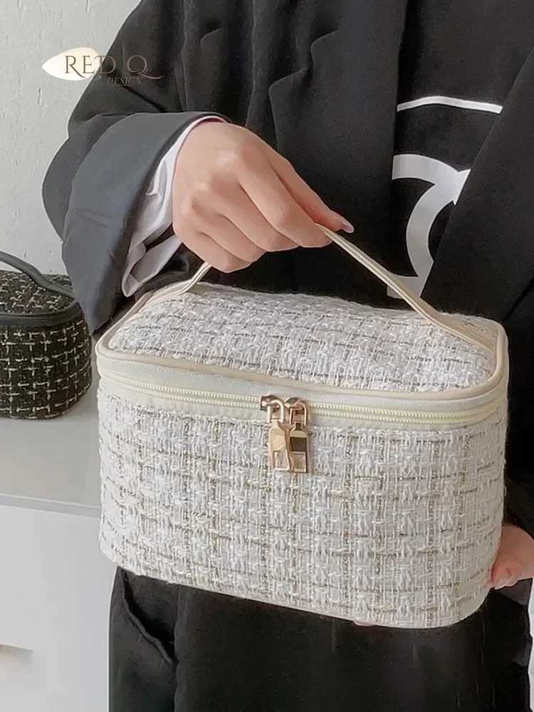 New Korean style plaid small fragrant sailor holding large capacity color cosmetic storage bagXJ250415