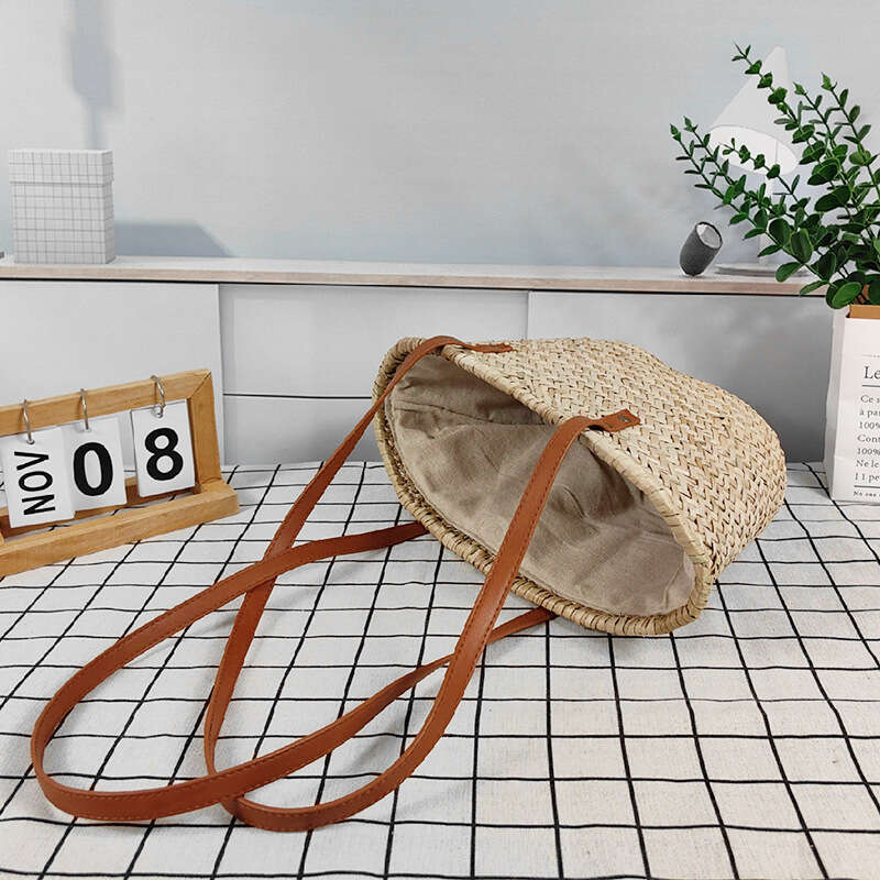 Handmade Beach Bag Grass Ins Style Woven Large Capacity Hand Carried Diagonal Cross Vacation Beach Bag Kq2