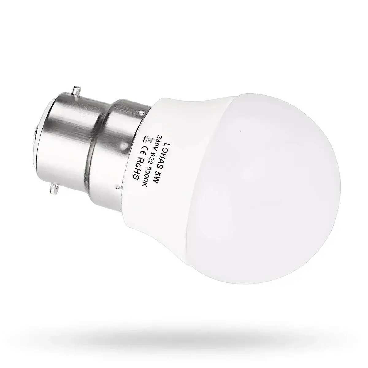 Melery B22 LED Light Bulb G45 5W Lamp Day White 6000K 400lm Bayonet Base 35W Incandescent Equivalent Energy Class A 5Pack C251115