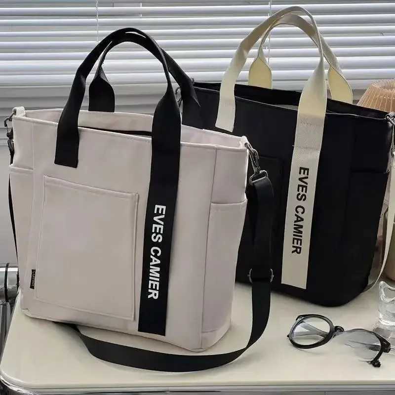 New Casual Tote Large Capacity Shoulder Bag Nylon Waterproof Canvas Handbag Simple Fashion Messenger Bags For SchoolgirlW251115