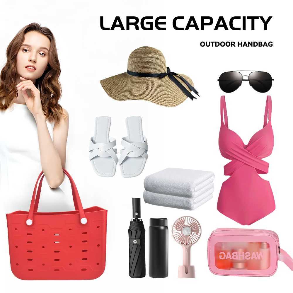 New solid color beach bag fashionable rubber handbag portable EVA handbag suitable for beach boats sports and shopping W250415