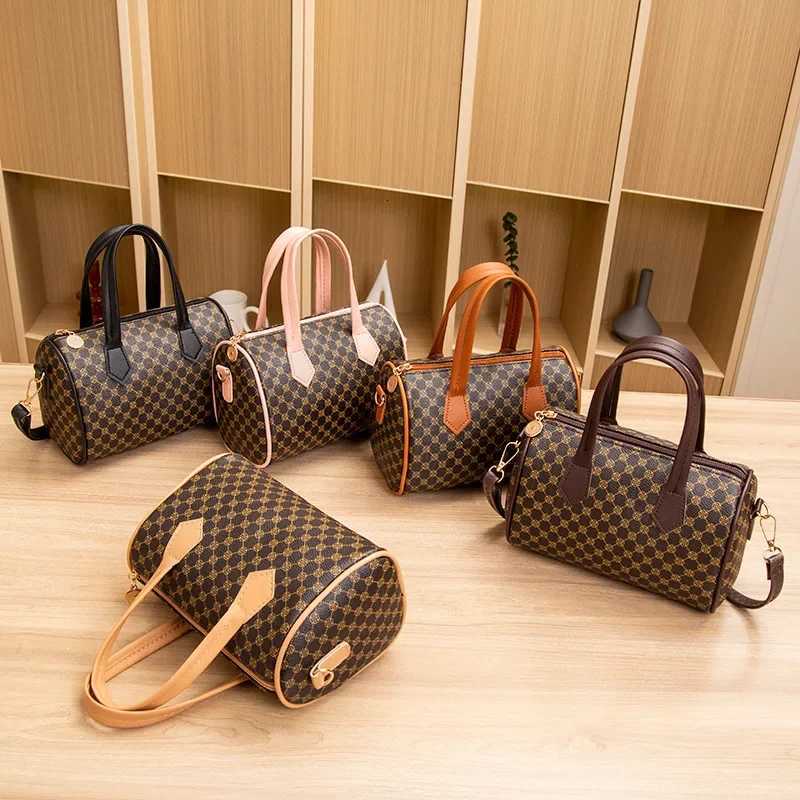 Vintage Contrast Color Print Mini Shoulder Crossbody Pillow Handbag Womens Boston Bag Mobile Phone Bag Soft PU LeatherW251115