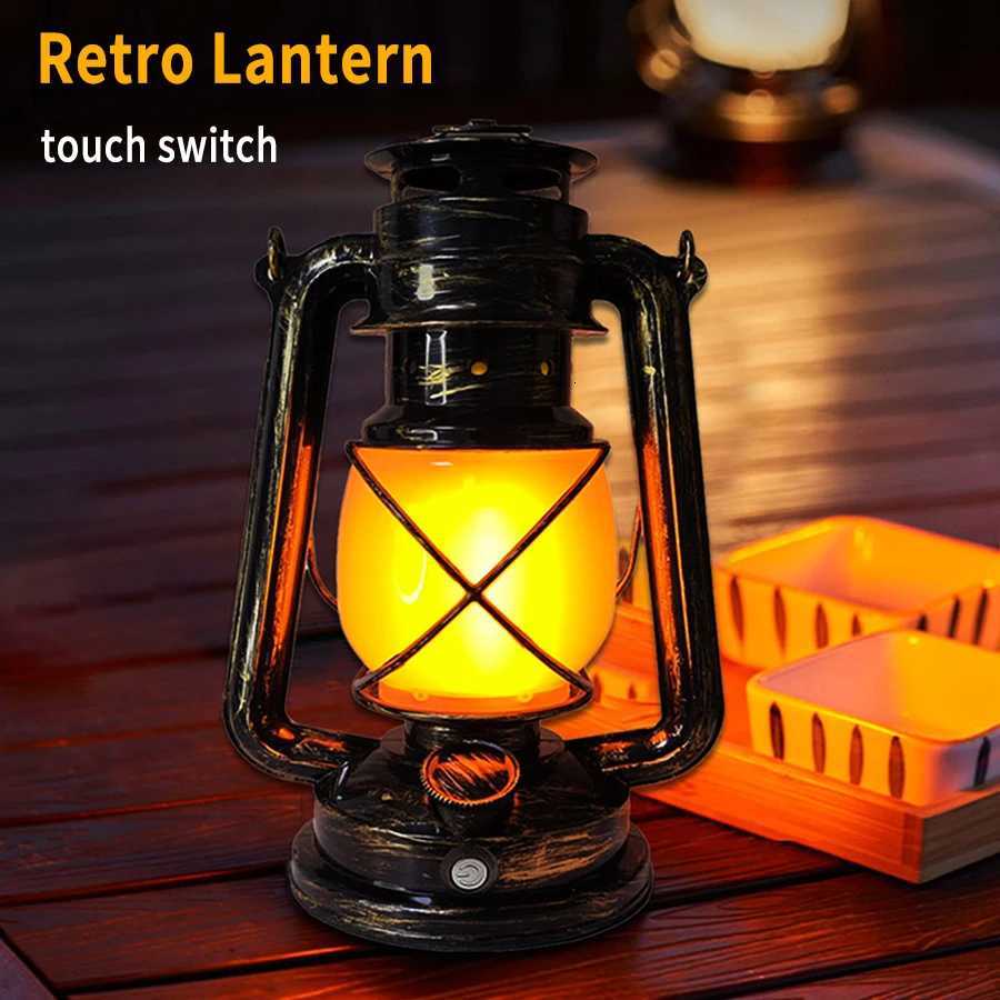Retro Portable Lanterns Rechargeable Hanging Travel Camping Lamp 3 Modes Dimmable Vintage Decoration Lights for Hotal Bar Room M251115