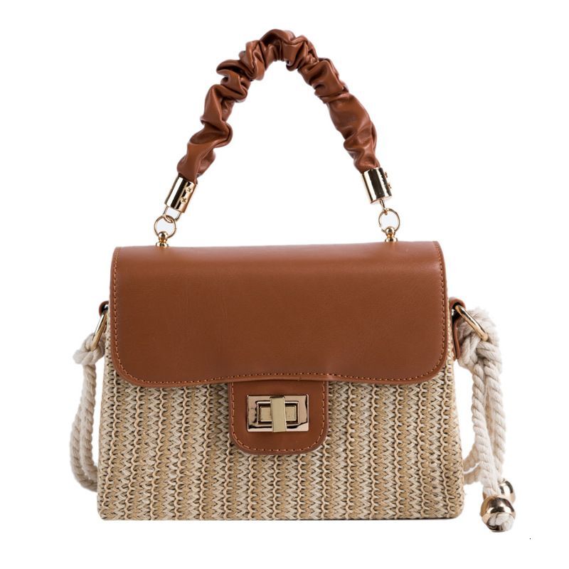Handbag For Women Straw Women's Simple Woven Crossbody Fashion Color Contrast Hand Box Shoulder Bag