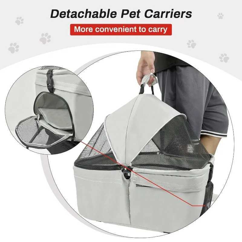Pet Cart 3-in-1 Folding Dog Cart Multi functional Dog and Cat Jogging Cart with Detachable 4-Wheel Folding Pet Cart X250415