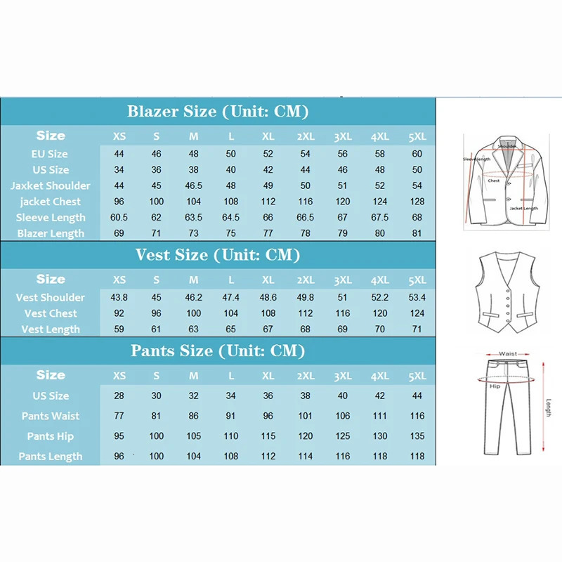 Light Blue Men Suits 3 Piece Jacket Pants Vest Single Breasted Notch Lapel Formal Wedding Blazer High Quality Costume Homme 250409