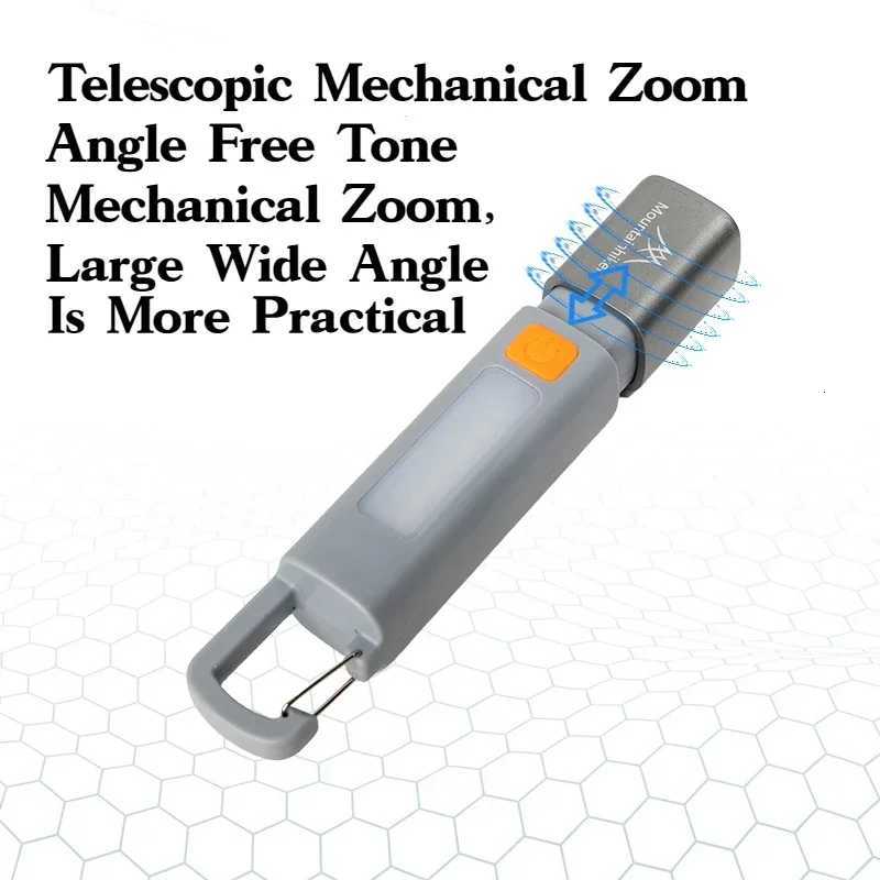 MOUNTAINHIKER Outdoor Small Flashlight Strong Lights ABS Flashlamp USB Charging Camping Hang Lamp Telescopic Focus COB Side Lamp M251115