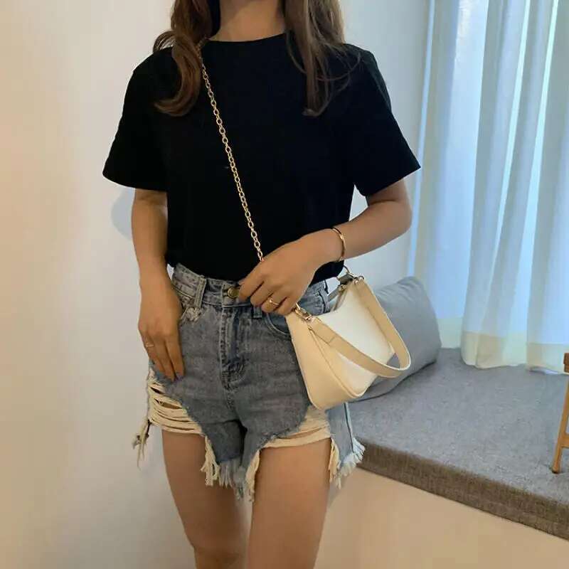 New Shoulder Small Square Women's White Advanced Sense Axillary Bag Retro Fashion Leisure Versatile Crossbody Bags