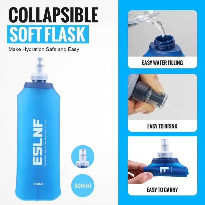 ESLNF Soft Camping Drinking Water Bottle Folding Sport Water Bag Flask Outdoor Running Cycling Hydration PackW251114