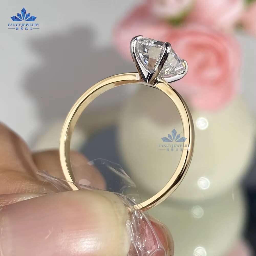 Custom Fancy Jewelry 14k/18k Yellow Gold Emerald Cut CVD Lab Grown Diamond Bridal Engagement Ring