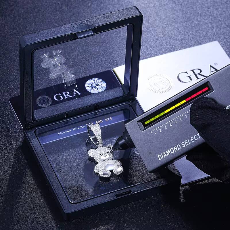 Dropshipping Pass Diamond Tester Moissanite Little Bear Pendant 925 Sterling Silver VVS Diamond Iced Out Hip Hop Cartoon Pendant