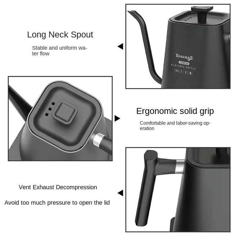 Intelligent Temperature Controlled Hand Brewed Coffee Pot Stainless Steel Fine Mouthed Electric Heating Water Insulation Kettle Y251114