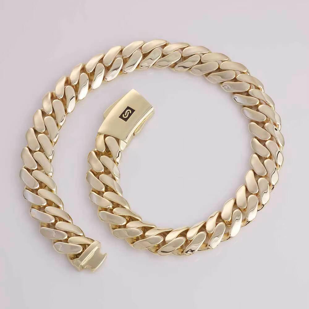 Hip Hop 20mm Gold Plated High Quality Brass Cuban Link Chain Necklace Chunky Monaco Thick Cuban Chain Jewelry for Gift Zircon