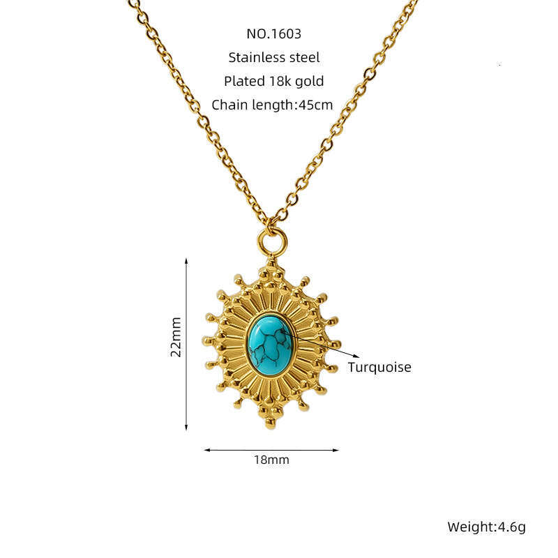 Turquoise necklace, women's titanium steel, niche, light , high-end feeg, collarbone chain, fashionable and versatile accessory