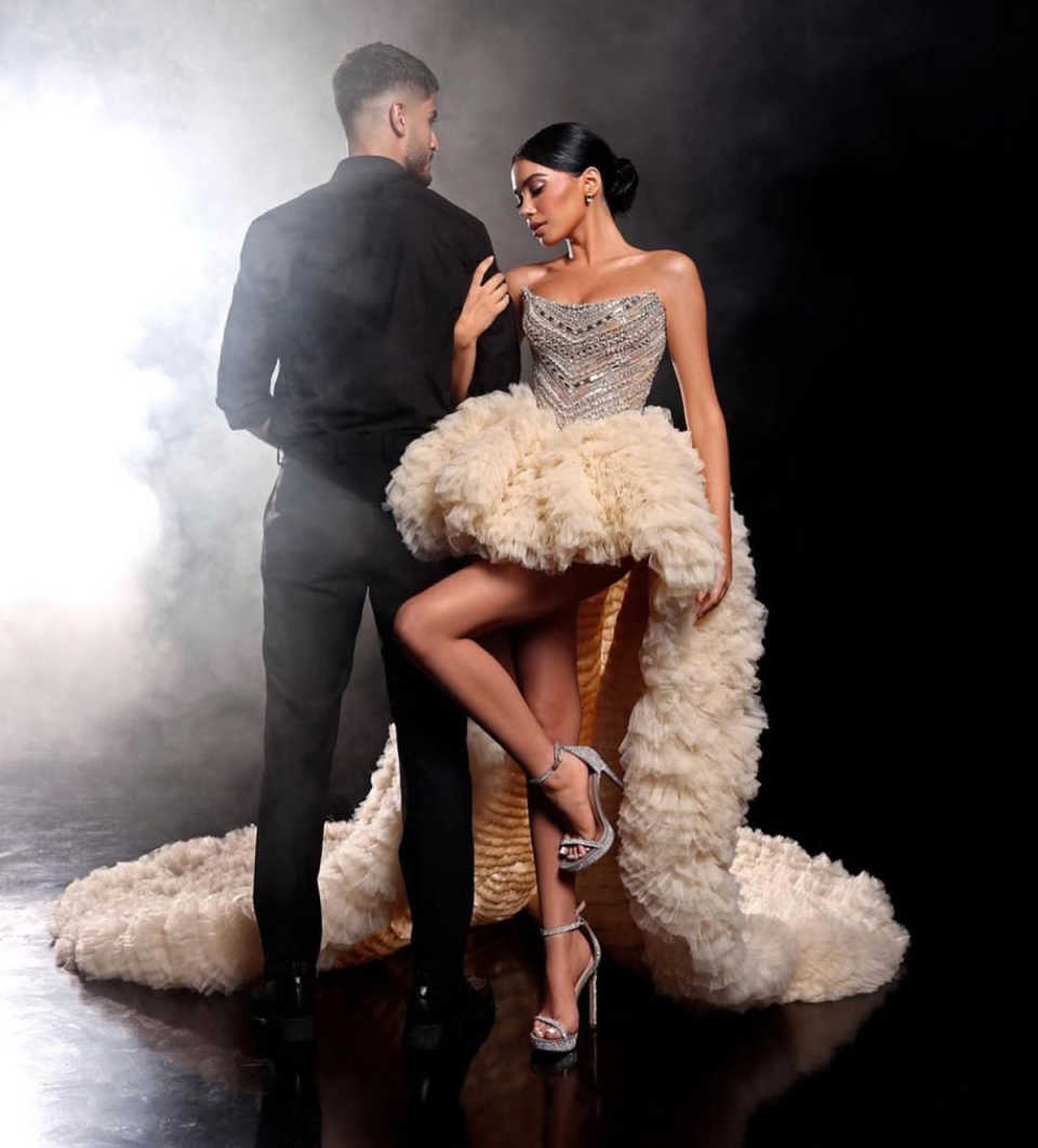 Prom Gown Fashion Show Short Evening Dress Pleated Tulle Tail Party Dresses Crystal Bridal Gowns Robes De Mariee Size Customized L241700