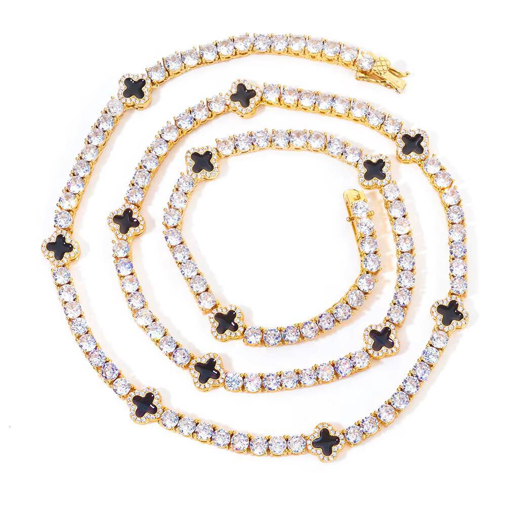 Manufacture Custom OEM ODM Fine Jewelry 4mm 925 Sterling Silver Moissanite Clover Link Chain Necklace Men Hip Hop Necklace