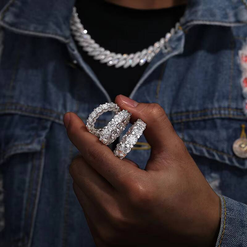 Synthetic Diamond Ring Men Moissanite Diamonds Mens Rings 925 Sterling Silver Moissanite Ring Hip Hop