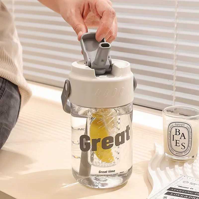 Water Cup With High Appearance 800ml Portable Coffee Straw Cup With Tea Compartment Cute CupW251114